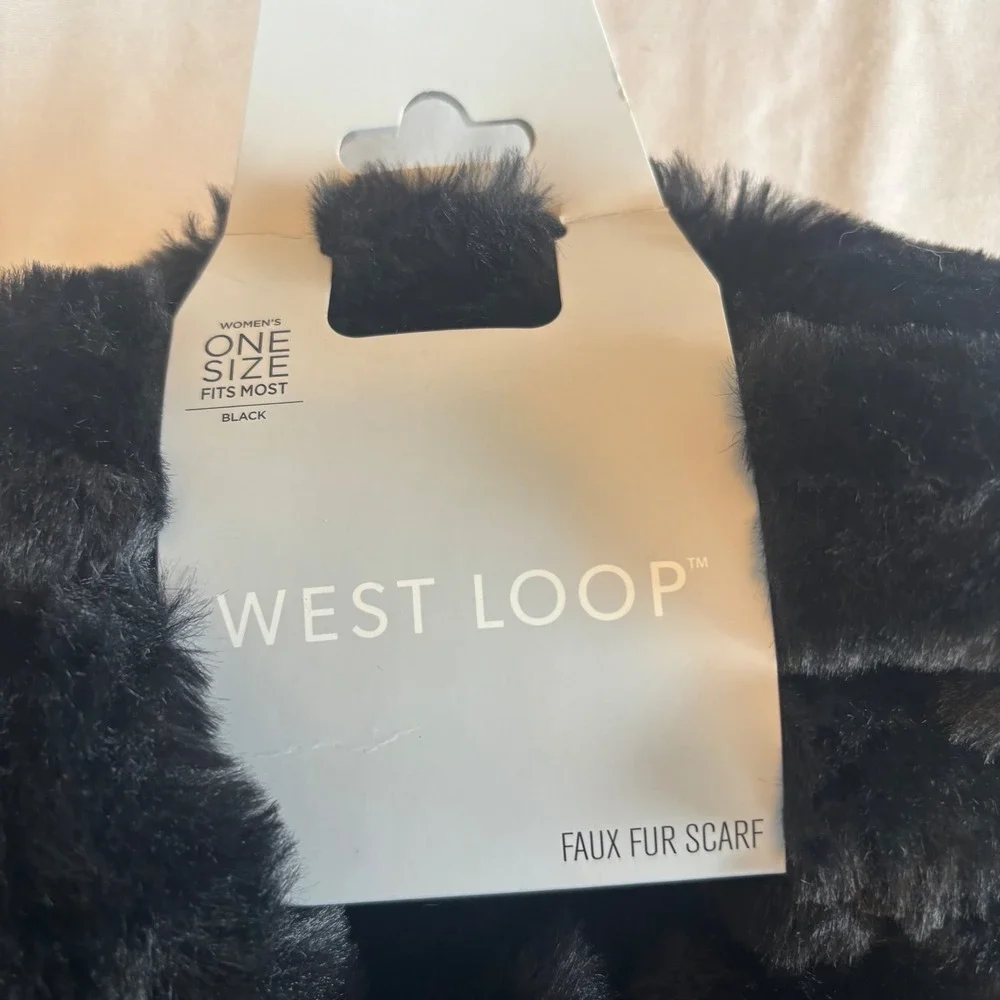 West Loop Womens‎ Faux Fur Infinity Scarf Black One Size Winter Neck Warmer NWT